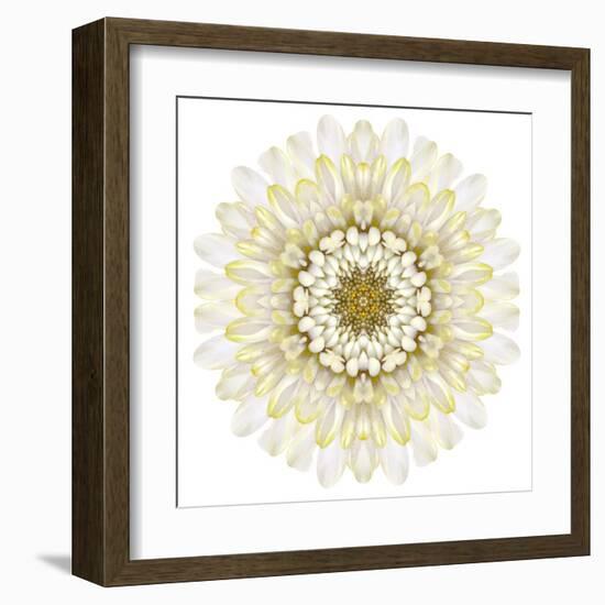 White Chrysathemum Mandala Flower Kaleidoscopic-tr3gi-Framed Art Print