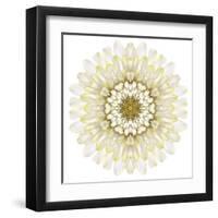 White Chrysathemum Mandala Flower Kaleidoscopic-tr3gi-Framed Art Print