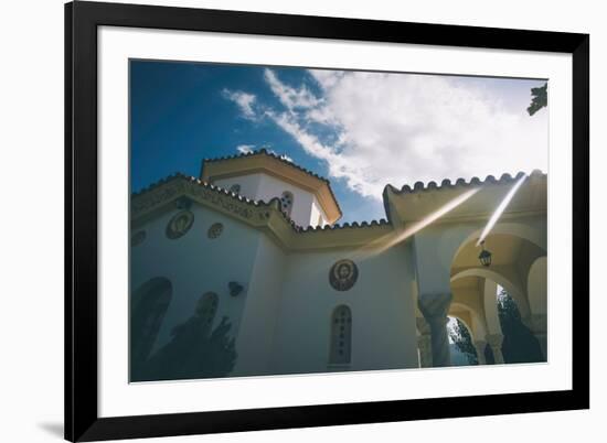 White Church in Greece-Clive Nolan-Framed Photographic Print