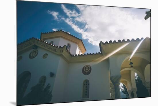 White Church in Greece-Clive Nolan-Mounted Photographic Print