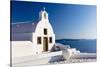White church overlooking sea, Oia, Santorini, Cyclades-Ed Hasler-Stretched Canvas