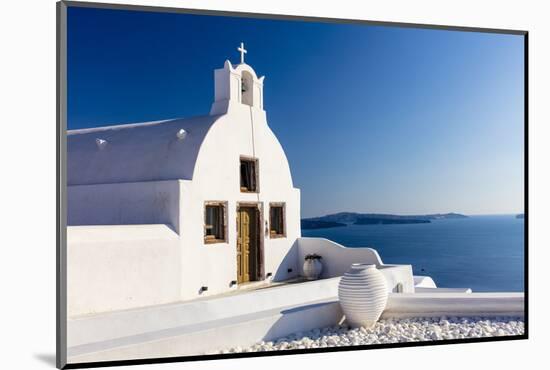 White church overlooking sea, Oia, Santorini, Cyclades-Ed Hasler-Mounted Photographic Print