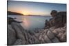 White cliffs and blue sea framed by the lights of sunset Santa Teresa di Gallura, Sardinia, Italy-Roberto Moiola-Stretched Canvas