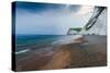 White Cliffs at Sunset in Dorset with Long Beach-Marcin Jucha-Stretched Canvas