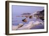 White cliffs known as Scala dei Turchi frame the calm sea at dawn, Porto Empedocle, Province of Agr-Roberto Moiola-Framed Photographic Print