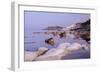 White cliffs known as Scala dei Turchi frame the calm sea at dawn, Porto Empedocle, Province of Agr-Roberto Moiola-Framed Photographic Print