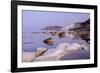 White cliffs known as Scala dei Turchi frame the calm sea at dawn, Porto Empedocle, Province of Agr-Roberto Moiola-Framed Photographic Print