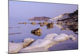 White cliffs known as Scala dei Turchi frame the calm sea at dawn, Porto Empedocle, Province of Agr-Roberto Moiola-Mounted Photographic Print