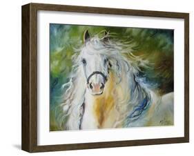 White Cloud the Andlusian Stallion-Marcia Baldwin-Framed Art Print