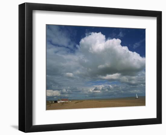 White Clouds in a Blue Sky at Shingle Street Near Felixstowe, Suffolk, England, United Kingdom-Strachan James-Framed Photographic Print