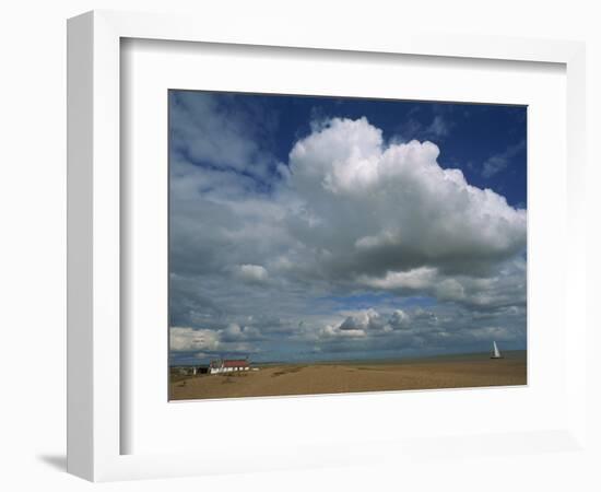 White Clouds in a Blue Sky at Shingle Street Near Felixstowe, Suffolk, England, United Kingdom-Strachan James-Framed Photographic Print