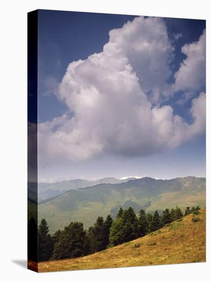 White Clouds Over Mountains, View from Col d'Aspin, Haute-Pyrenees, Midi-Pyrenees, France-David Hughes-Stretched Canvas