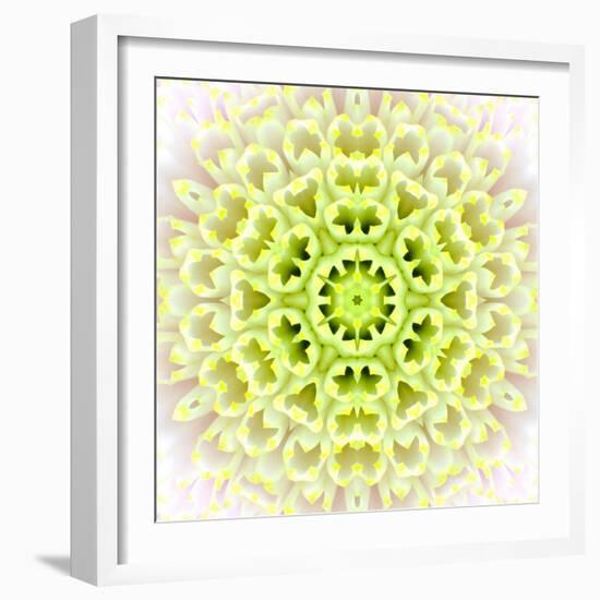 White Concentric Flower Center: Mandala Kaleidoscopic Design-tr3gi-Framed Art Print