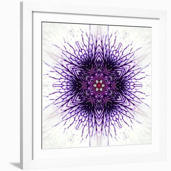 White Concentric Flower Center: Mandala Kaleidoscopic-tr3gi-Framed Art Print