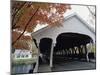 White Covered Bridge in Autumn-null-Mounted Photographic Print