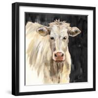 White Cow on Black-Silvia Vassileva-Framed Art Print