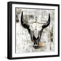 White Cowskull-null-Framed Art Print