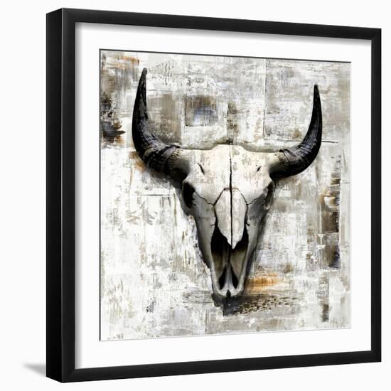 White Cowskull-null-Framed Art Print