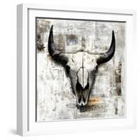 White Cowskull-null-Framed Art Print