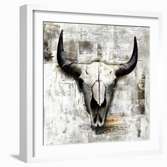 White Cowskull-null-Framed Art Print