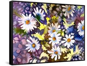 White Daisies-Neela Pushparaj-Framed Stretched Canvas