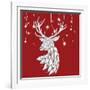 White Deer and Hanging Stars-Fab Funky-Framed Art Print