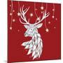 White Deer and Hanging Stars-Fab Funky-Mounted Art Print