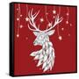 White Deer and Hanging Stars-Fab Funky-Framed Stretched Canvas