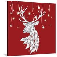 White Deer and Hanging Stars-Fab Funky-Stretched Canvas