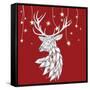 White Deer and Hanging Stars-Fab Funky-Framed Stretched Canvas