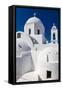 White domed church and blue sky, Santorini, Cyclades-Ed Hasler-Framed Stretched Canvas