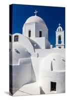 White domed church and blue sky, Santorini, Cyclades-Ed Hasler-Stretched Canvas