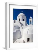 White domed church and blue sky, Santorini, Cyclades-Ed Hasler-Framed Photographic Print