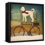 White Doodle on Bike Christmas-Ryan Fowler-Framed Stretched Canvas