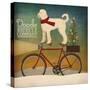 White Doodle on Bike Christmas-Ryan Fowler-Stretched Canvas