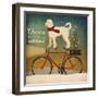 White Doodle on Bike Christmas-Ryan Fowler-Framed Art Print