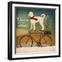 White Doodle on Bike Christmas-Ryan Fowler-Framed Art Print