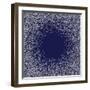 White Dots on Blue Background. Abstract Radial Gradient, Circle Halftone Dots, White Dotwork Engrav-Rainbow Nima-Framed Art Print