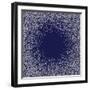 White Dots on Blue Background. Abstract Radial Gradient, Circle Halftone Dots, White Dotwork Engrav-Rainbow Nima-Framed Art Print