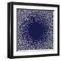 White Dots on Blue Background. Abstract Radial Gradient, Circle Halftone Dots, White Dotwork Engrav-Rainbow Nima-Framed Art Print