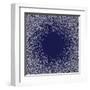 White Dots on Blue Background. Abstract Radial Gradient, Circle Halftone Dots, White Dotwork Engrav-Rainbow Nima-Framed Art Print