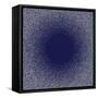 White Dots on Blue Background. Abstract Radial Gradient, Circle Halftone Dots, White Dotwork Engrav-Rainbow Nima-Framed Stretched Canvas