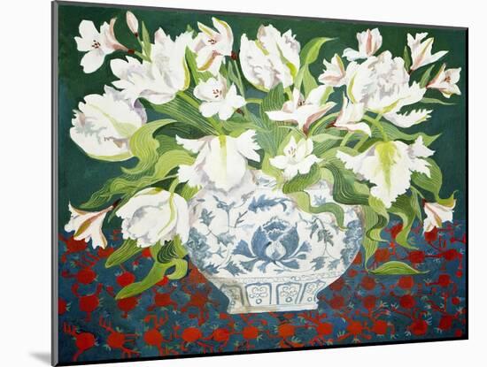 White Double Tulips and Alstroemerias, 2013-Jennifer Abbott-Mounted Giclee Print