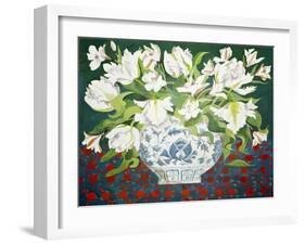 White Double Tulips and Alstroemerias, 2013-Jennifer Abbott-Framed Premium Giclee Print