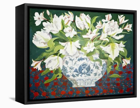 White Double Tulips and Alstroemerias, 2013-Jennifer Abbott-Framed Stretched Canvas