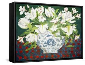 White Double Tulips and Alstroemerias, 2013-Jennifer Abbott-Framed Stretched Canvas