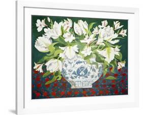 White Double Tulips and Alstroemerias, 2013-Jennifer Abbott-Framed Giclee Print