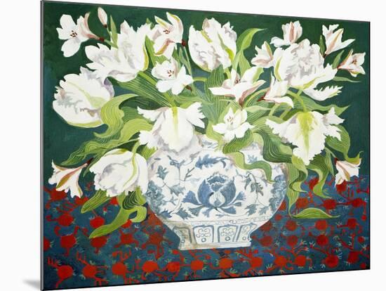 White Double Tulips and Alstroemerias, 2013-Jennifer Abbott-Mounted Giclee Print