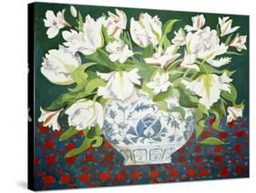 White Double Tulips and Alstroemerias, 2013-Jennifer Abbott-Stretched Canvas