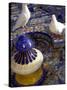 White Doves in Plaza Tiled Fountain, Sevilla, Spain-John & Lisa Merrill-Stretched Canvas